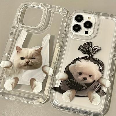 Bag Dog Bag Cat Transparent Phone Case Suitable for iPhone17 16 15 14 13 12 11Pro/ Max /Plus Anti-fall and Shockproof Back Cover