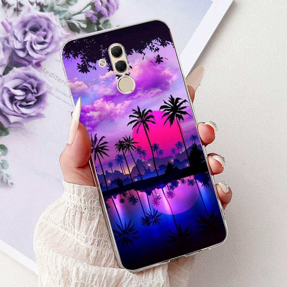Clear For Huawei Mate 20Lite SNE-LX3 INE-LX2 Back Cover For Huawei Mate 20 Lite Case Cute Cartoon Cat Luxury Flowers Funny Funda