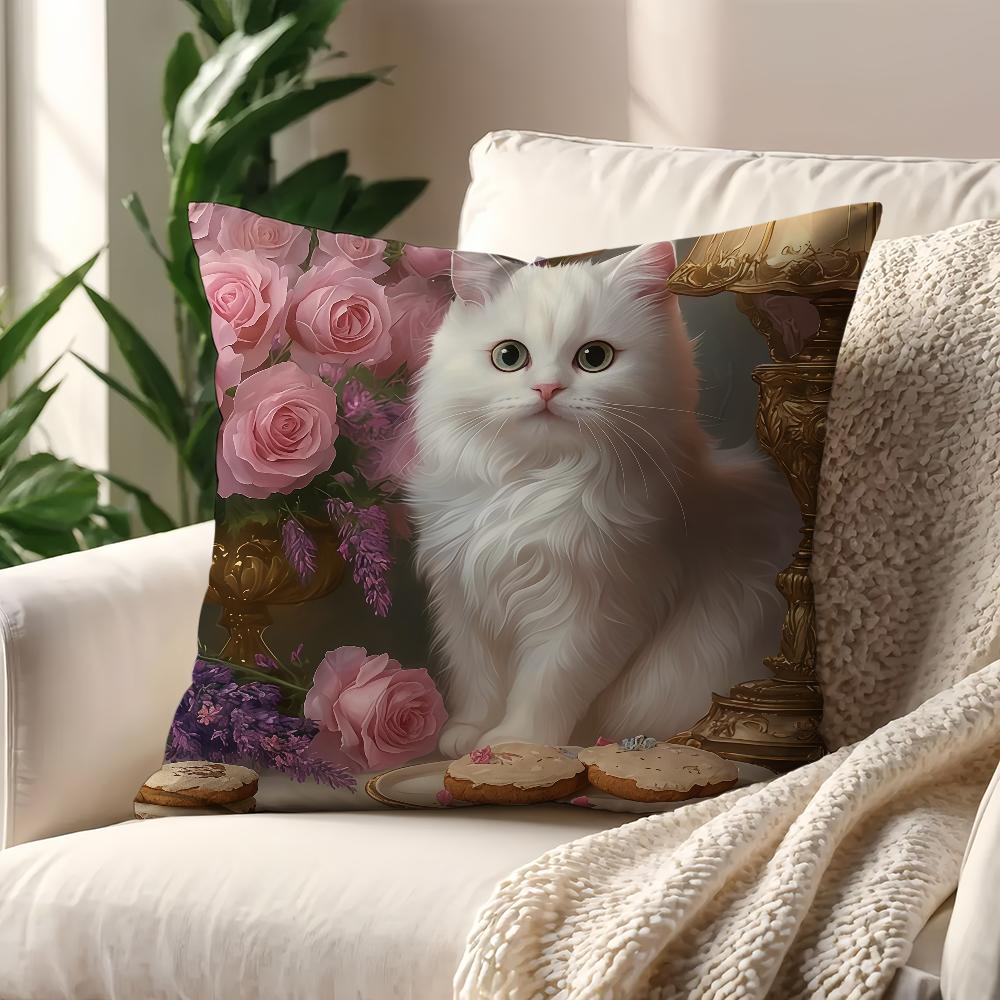 Charming Cat  themed cushion cover For Pillow Printing Sofa Decoration Home Car Room Coffee Shop Office Nordic Simplicity