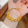 9999 24K Real Gold Dot Diamond Brushed Streamer Bead Bracelet with Flowers Blooming Flowers and Bracelets for Girlfriend