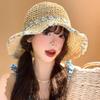 Sweet flower summer straw hat women's seaside beach vacation hollow shading breathable outdoor leisure versatile bucket hat