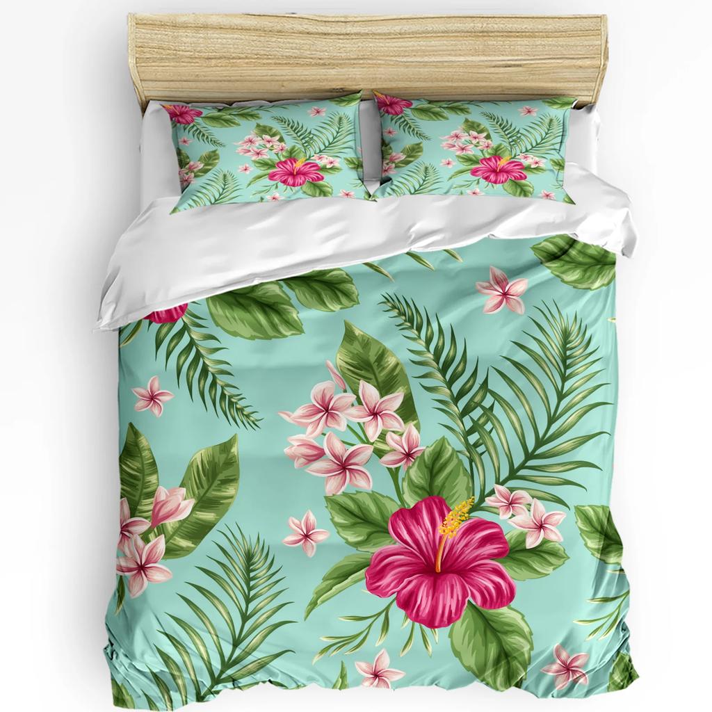 Flower Tropical Plants Bedding Set 3pcs Boys Girls Duvet Cover Pillowcase Kids Adult Quilt Cover Double Bed Set Home Textile