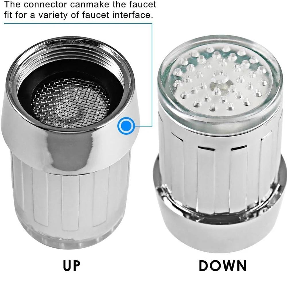 LED Faucet Head Glow Water Saving Stream Light Faucet Aerator Tap Nozzle for Kitchen Bathroom 7-Color Change Automatically