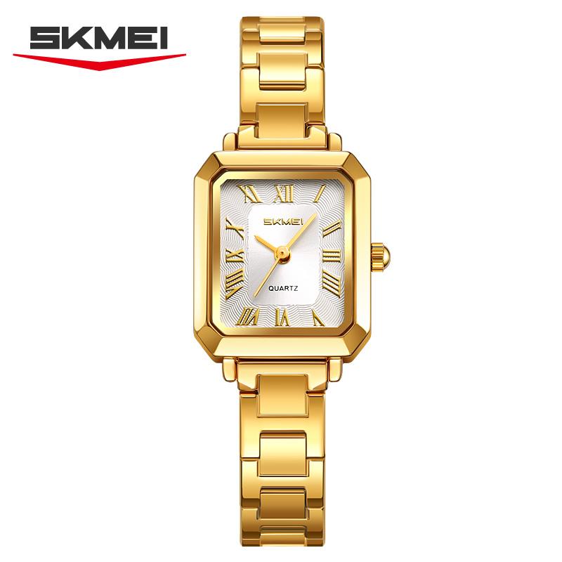 SKMEI 2582 Watch Waterproof Date Fashion Steel Strip Light Luxury Watches Montre Femme Exquisite Square Business Women's Quartz