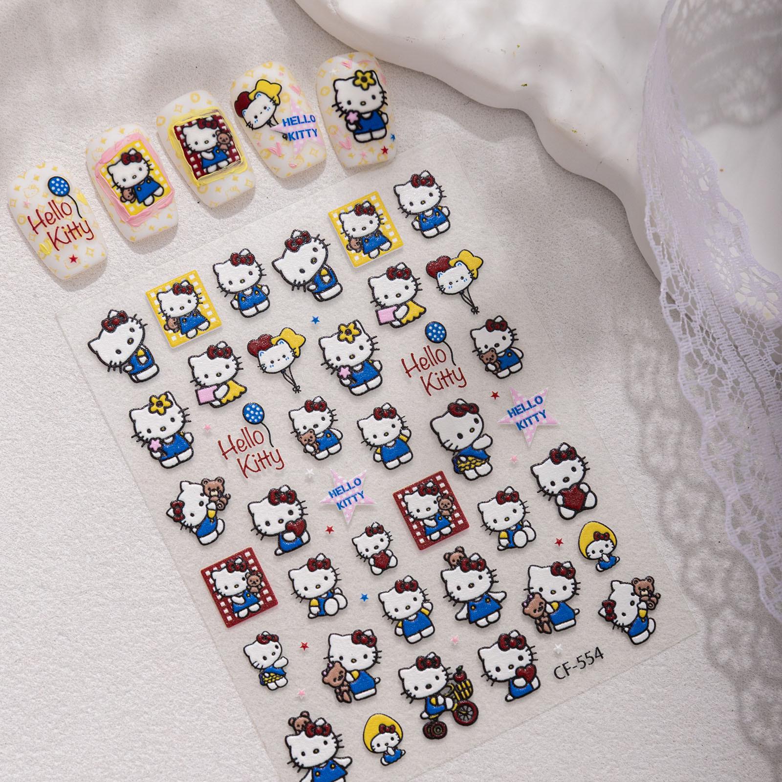 Cyansea 3D Embossed Hello Kitty Nail Art Stickers - Cute Sanrio Decorative Stickers for DIY. CF-554