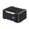 Dual-bay Hard Drive Station USB3.0 HDD Docking Station 12V 2A Power Adapter SSD Docking Station for 2.5/3.5 Inch SATA Hard Disk
