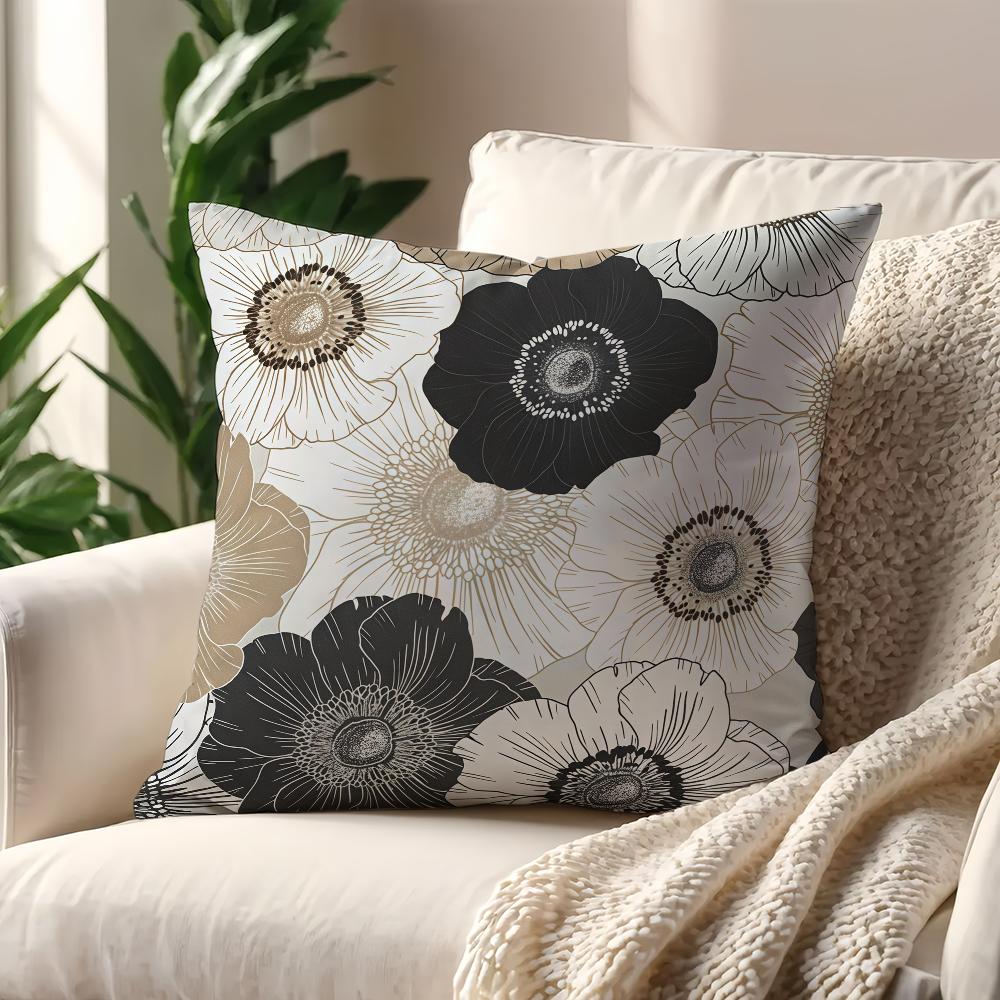 FarmhouseStyle Dahlia Pattern cushion cover For Pillow Printing Sofa Decoration Home Room Coffee Shop Office Nordic Simplicity