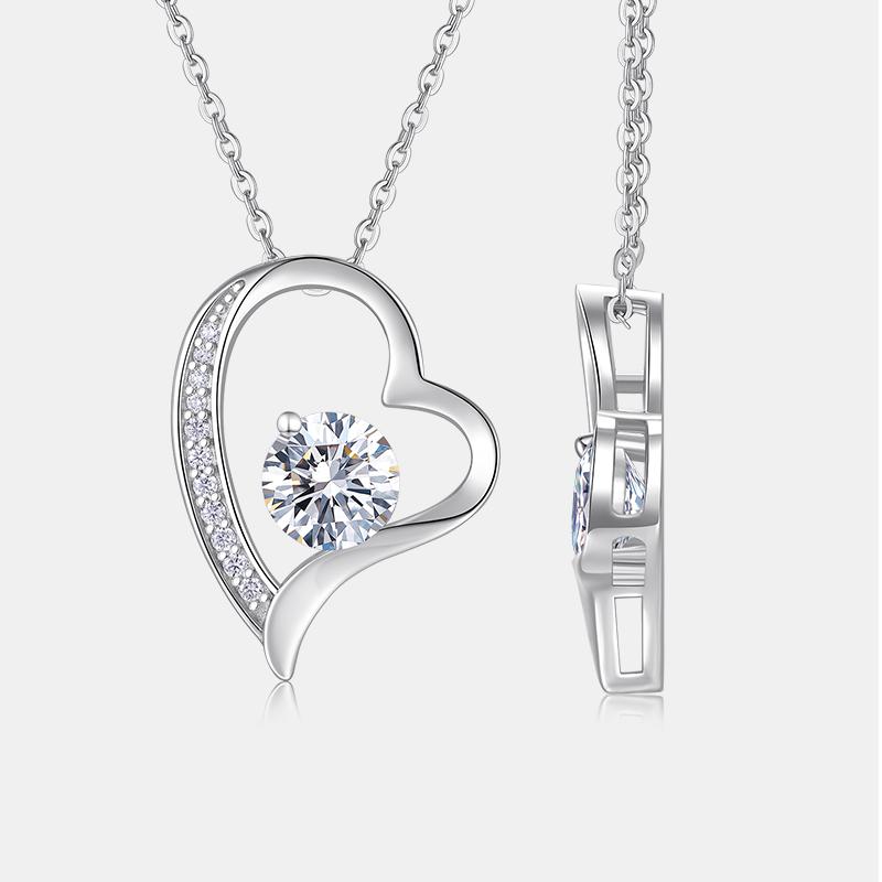 Elegant Heart Double Halo Pendant 925 Sterling Silver Premium Moissanite Crown Design Bridal Fashion Jewelry for Women