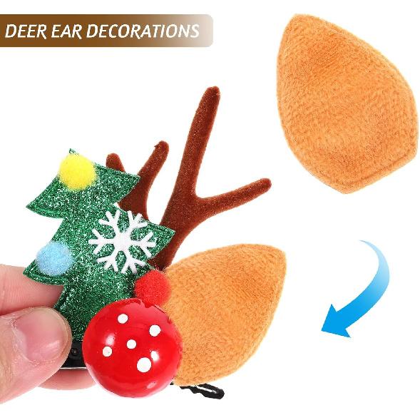 LOGOFUN 100Pcs Chirstmas Deer Ear Plush Mini Deer Ear Charms Ornaments Miniature Deer Ear Crafts for DIY Crafts Making Accessoires Xmas Party