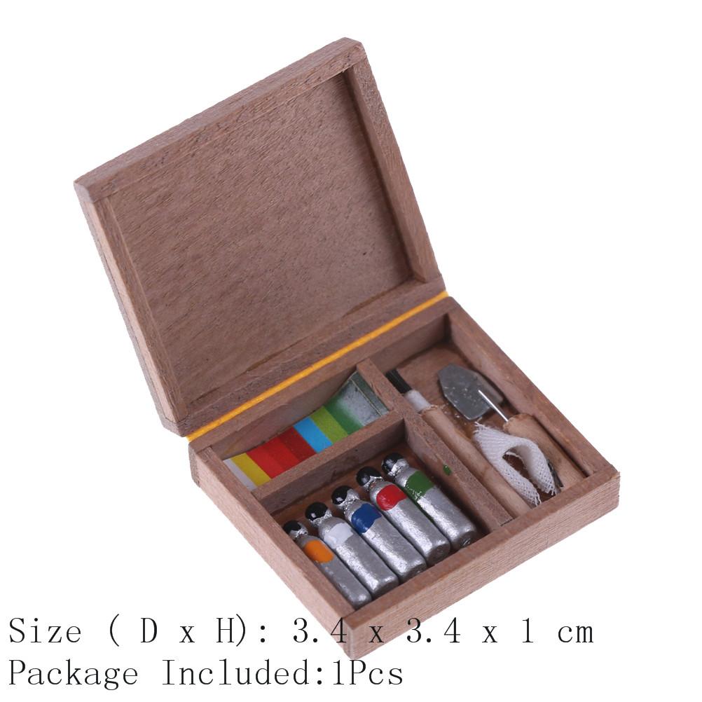 

Dollhouse Mini Portrait Drawing Frame Board Painting Box Pigment Sticks Simulation Doll House Accessories Kid Friendly Entertaining Fun Play Safe