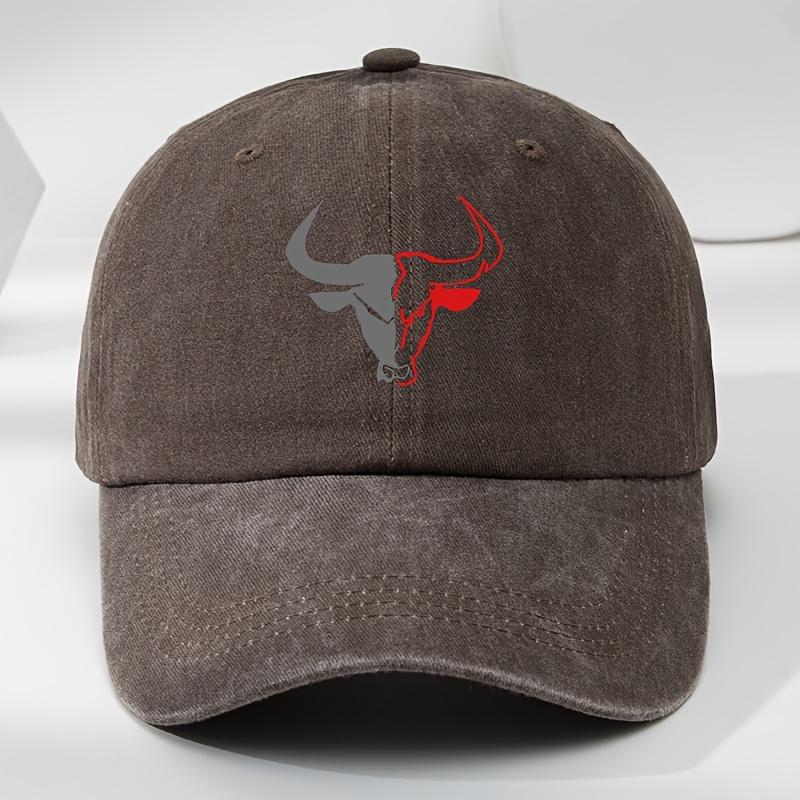 Stierkopf Baseballkappe | Vintage gewaschen, weich, schweißabsorbierend für Outdoor-Sportarten & Freizeit