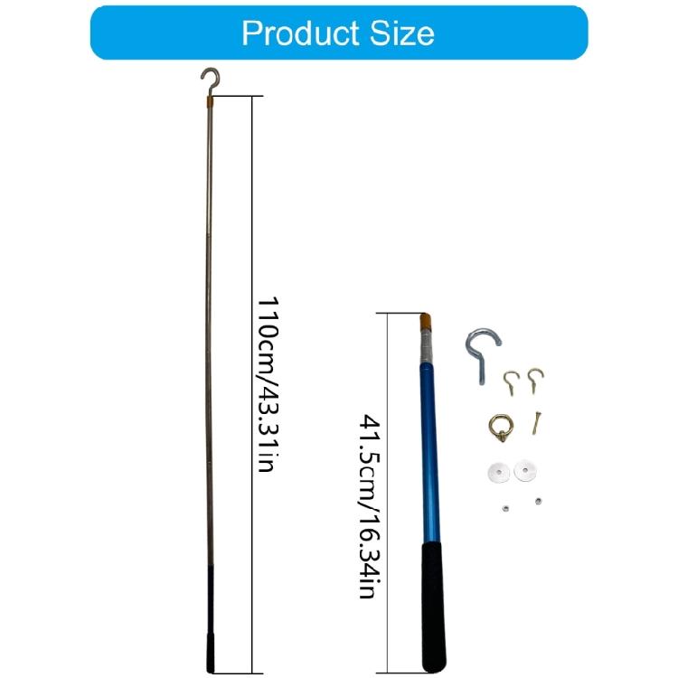 Retractable Attic Stair Pull Rod System Customizable Length Sturdy Metal Hooks Easy Installation Attic Stair Pull System