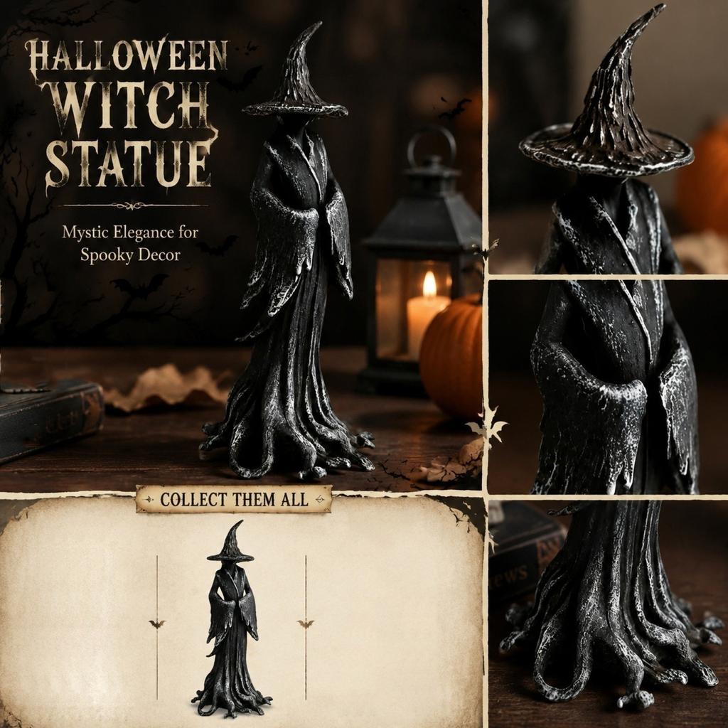 Halloween Resin Witch Figurine Decoration for Indoor or Outdoor Home Decor