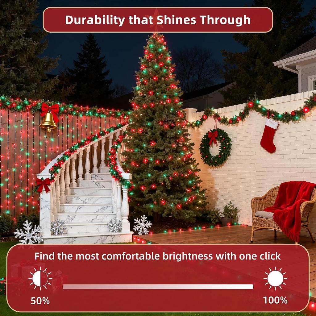 300LED 75FT Christmas Lights Indoor, LED Christmas Tree Decoration Lights with 12 Modes & Timer Memory, Dimmable Plug In Waterproof LED Xmas Light