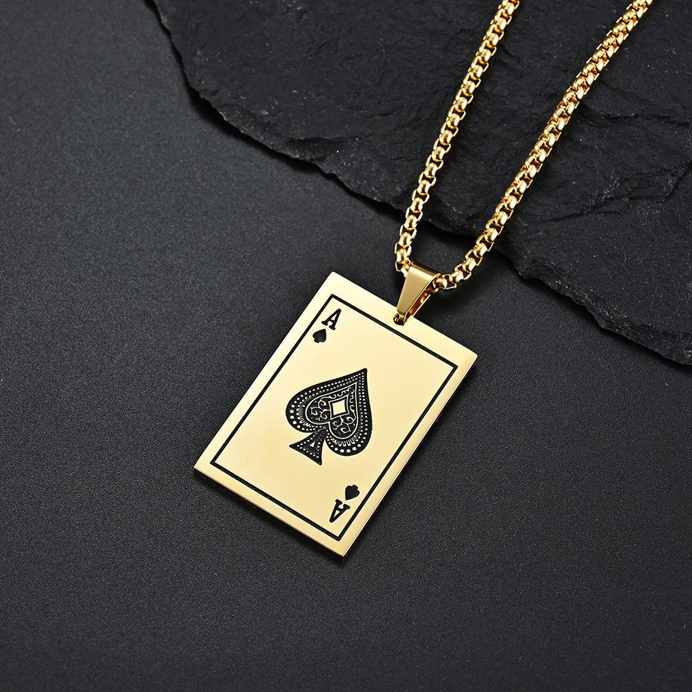 Poker Card Spades A Spades K Titanium Steel Pendants Transport Trendy Cards