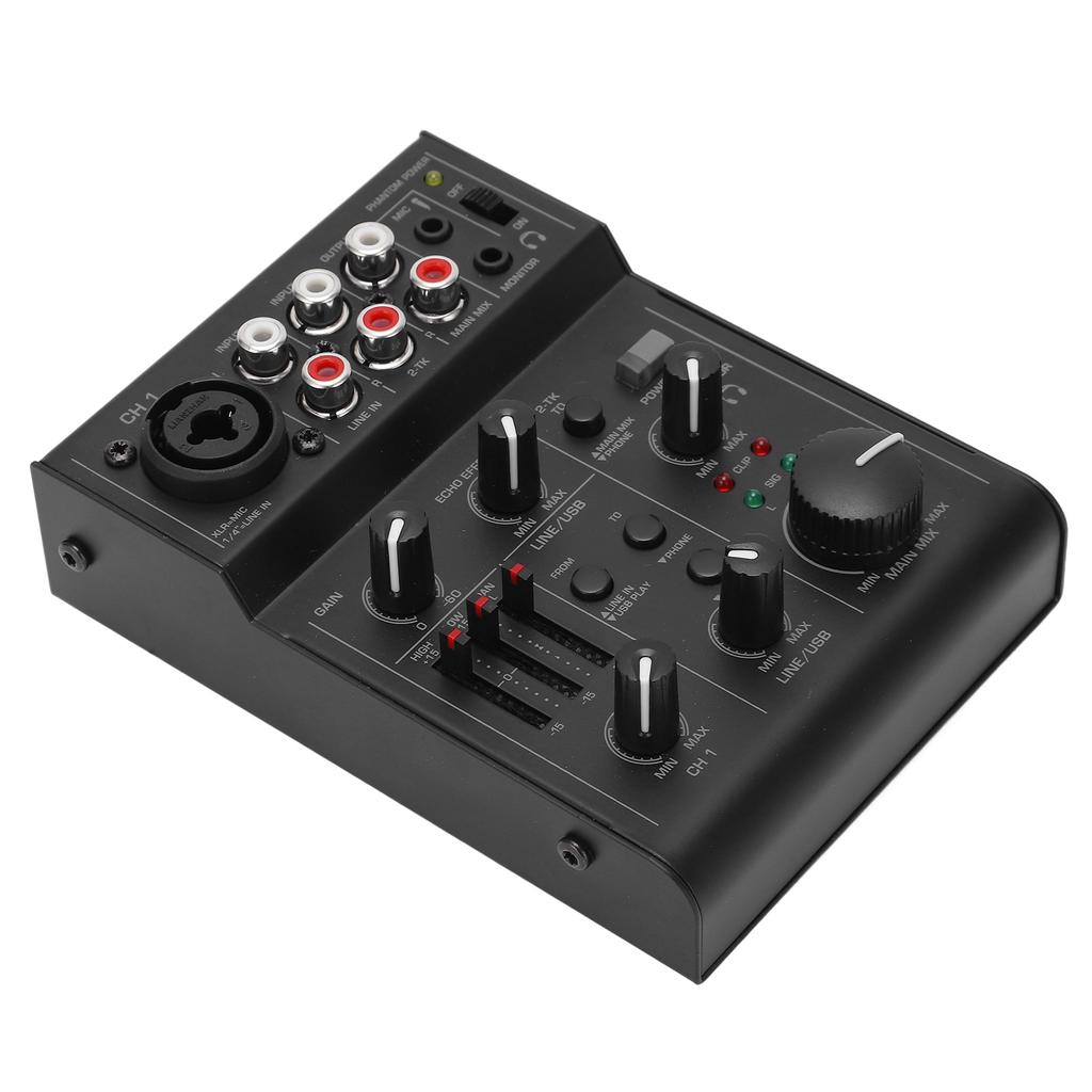 Compact Metal Digital Mixer Live Recording Audio Mixer Controller with Effects USB Power Supply