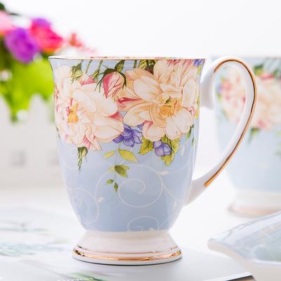 Taza de leche de café de gran capacidad, hueso Pastoral nórdico de China, cerámica creativa, pintado a mano, taza de té Floral, ceremonia de té Vintage
