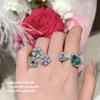 Heller Wonderland Gänseblümchen Edelsteinring, Super Glänzend, 18 Karat Vergoldet, Mojito Grün Wassertropfen Zirkonring