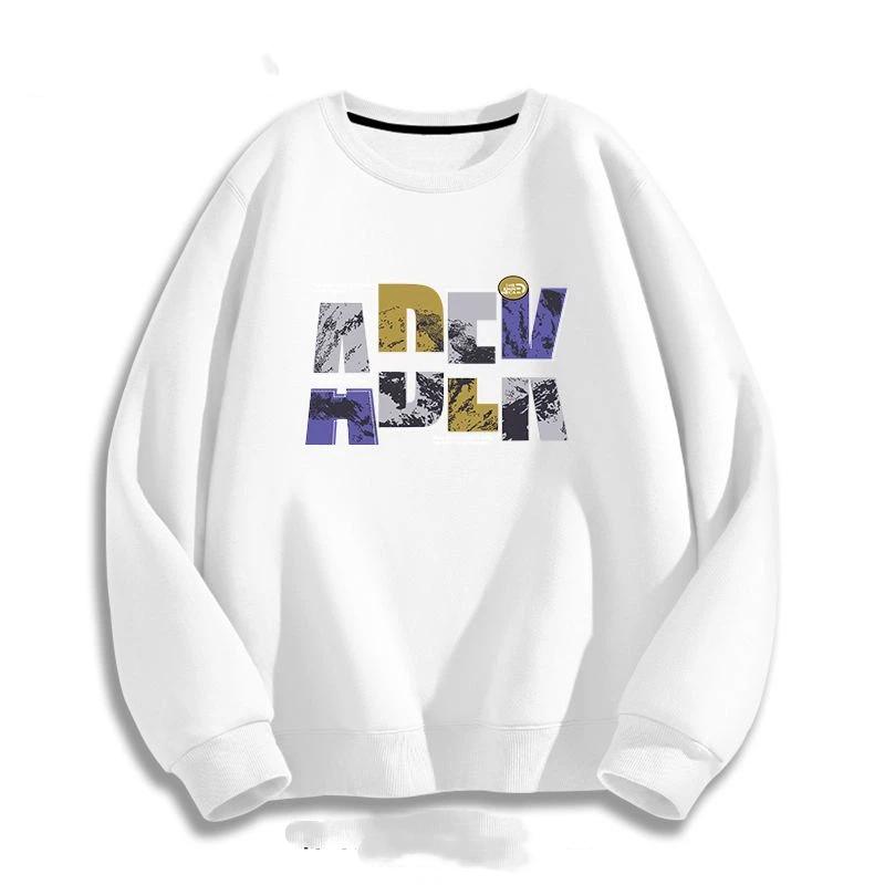 Men's Trendy Round Neck Sweatshirts for Autumn and Winter Plus Velvet Printed Hooded Tops Fashionable Spring and Autumn Tops