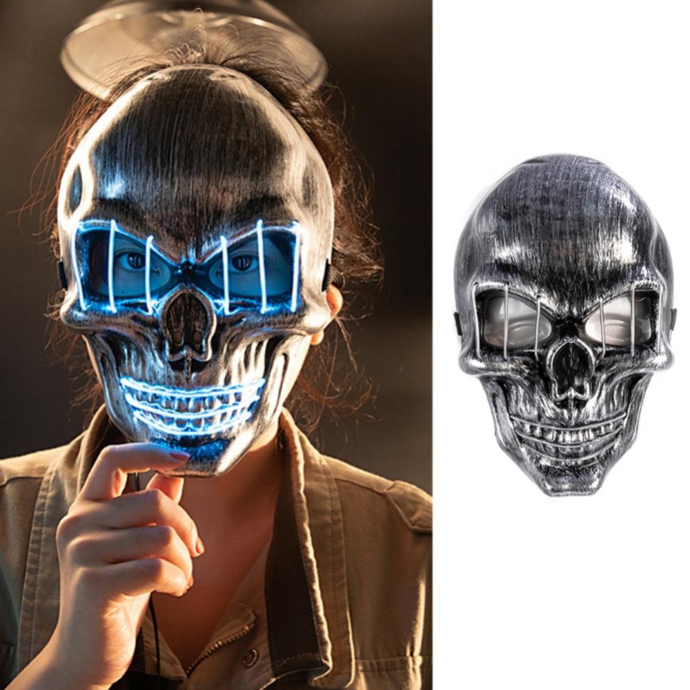 Ghost Death Skeleton Glowing New Halloween Mask Led Face Cover Environmental Protection Masks Skull Mask Lightweight Cold Light
