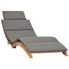 Chaise Longue - vidaXL - Foldable - Teak Wood - Dark Grey Cushion - Ergonomic