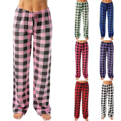 Women Autumn Winter Plaid Printed Pants Full Length Long Trousers Sports Pants