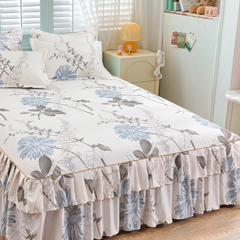 150/180/200cm Bed Skirts Princess Style Bedspread Cover featuring Skirt US Euro Bed Linen Smooth Twin Full Queen King Size Bed Sheet