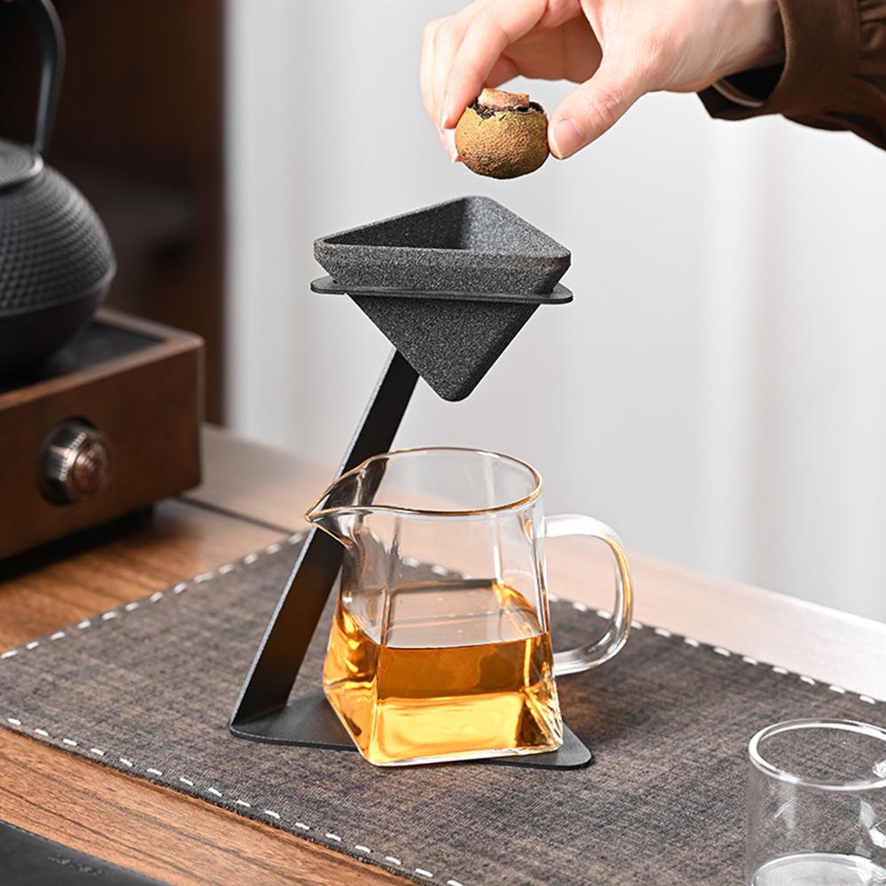 New Tea Drain Ceramic Stone Material One-piece Baked Non-porous Tea Strainer Loose Tea Straining Stepper Coffee Precision Filter
