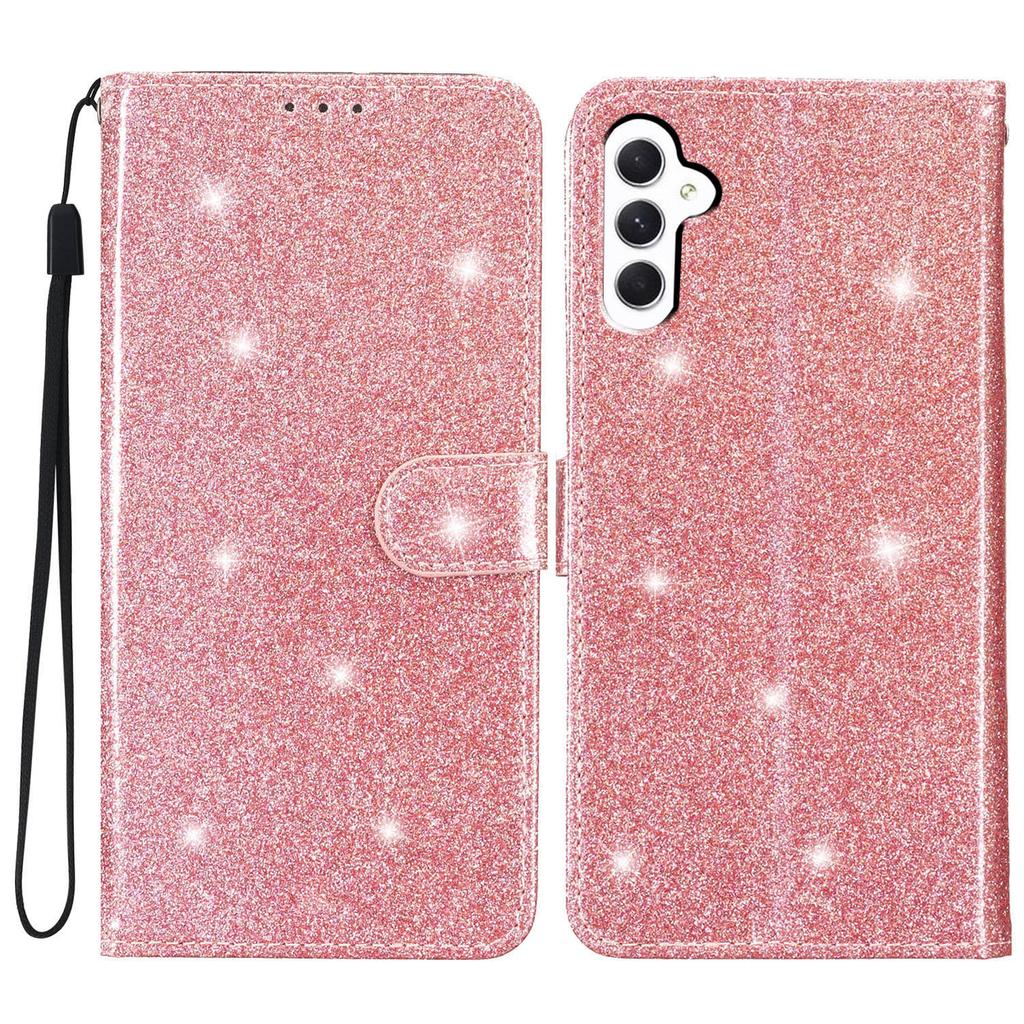 For Samsung Galaxy A25 5G (Global) (161.0 X 76.5 X 8.3mm) Glittery PU Leather Case Wallet Stand Anti-scratch Phone Cover