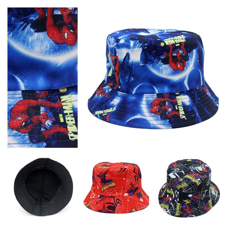 European And American Spider-man Cartoon Printed Cotton Fisherman Hat Sun Hat