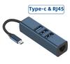 USB TypeC Ethernet USB to RJ45 Hub 100M Ethernet Adapter Network Card with USB3.0 2.0 Hub Driver Free For Laptop