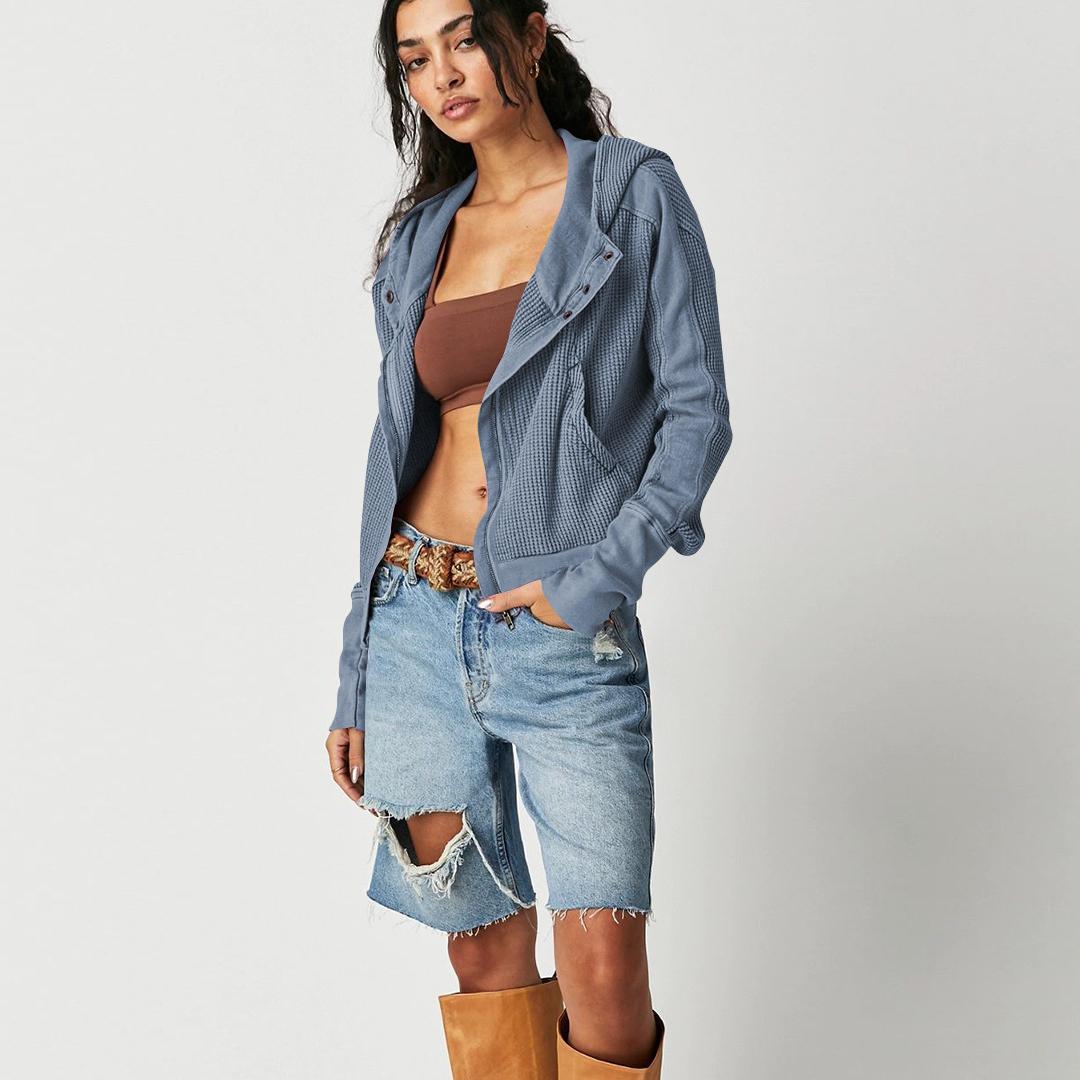 

Куртка с капюшоном, европейская и американская женская толстовка с капюшоном, толстовка на молнии с ленивым ветром, короткой вязки XL