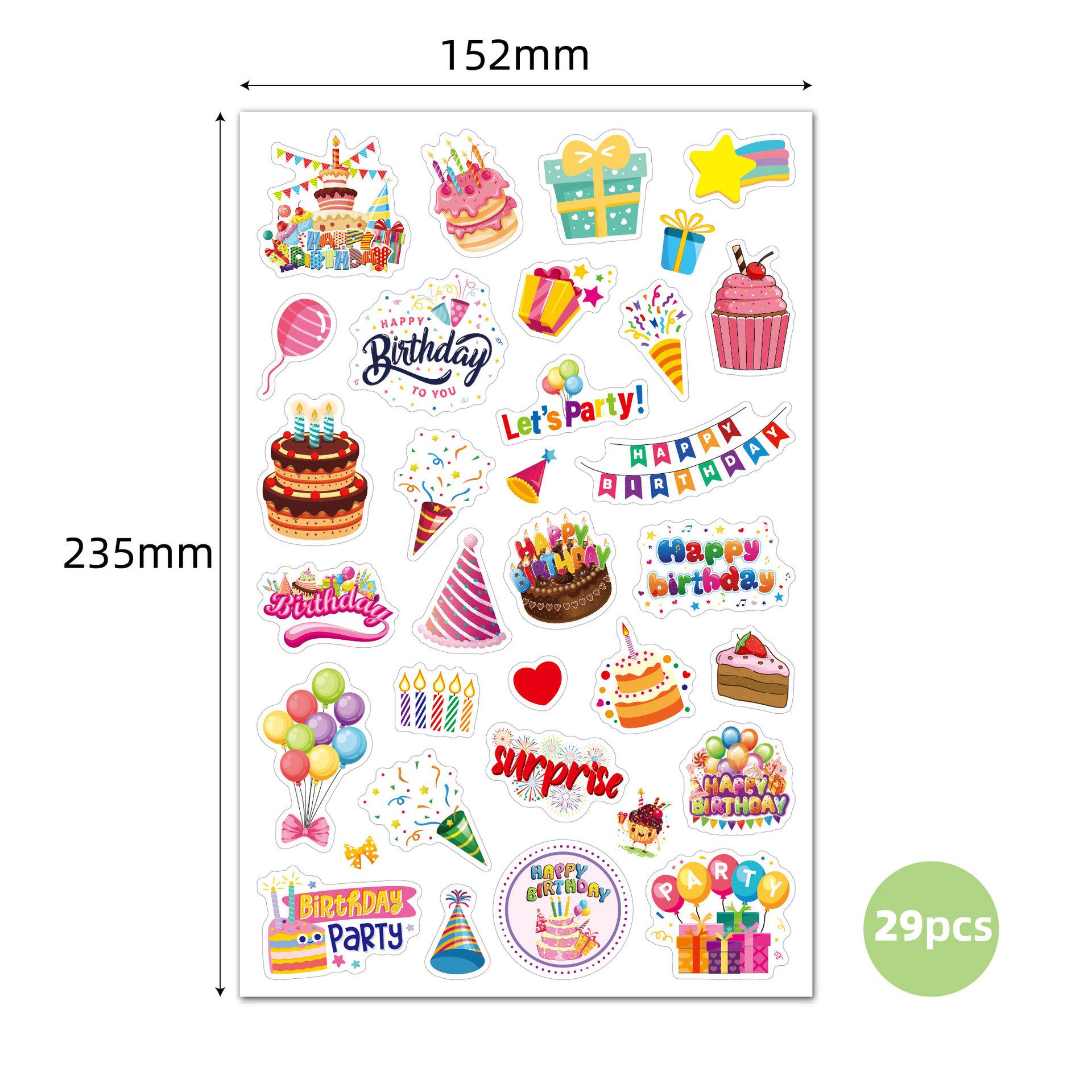 

Мультяшный торт С Днем Рождения Лазерная наклейка Упаковка подарка на день рождения Этикетка Наклейка Альбом для вырезок Фотоальбом Декор своими руками Наклейки