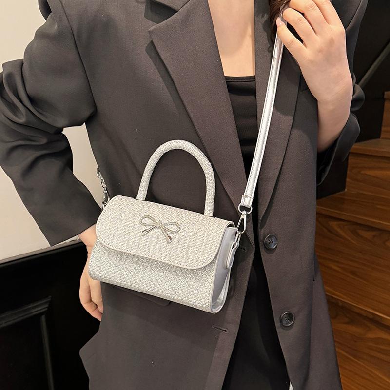 2025 New Bow Niche High Sense Foreign Simple High Value Single Shoulder Messenger Bag Temperament Small Square Bag Women