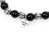 Howthere Silver Ball Bracelet Half & Half - Carved Silver Ball And Black Stone