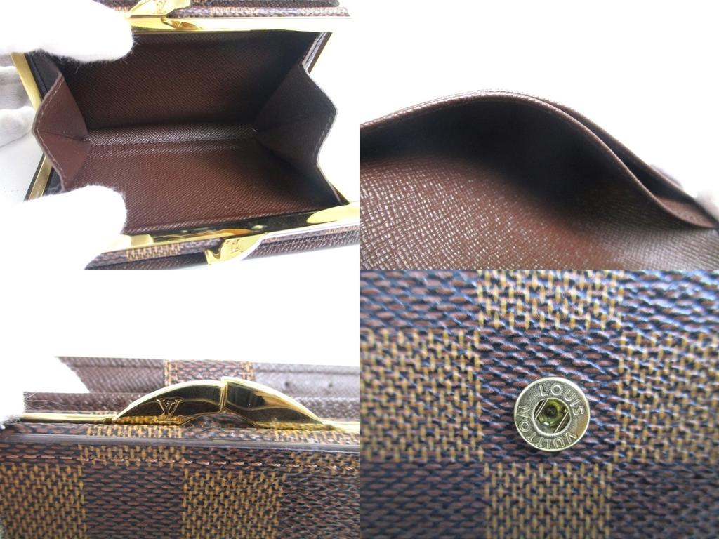 Authentic LOUIS VUITTON Damier Brown Leather Bifold Wallet Viennois #a460 Seller refurbished