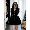 Small French V-neck Waist Dress for Women's Autumn and Winter High-end Sense New Light Luxury and Thin Temperament A-word Dress