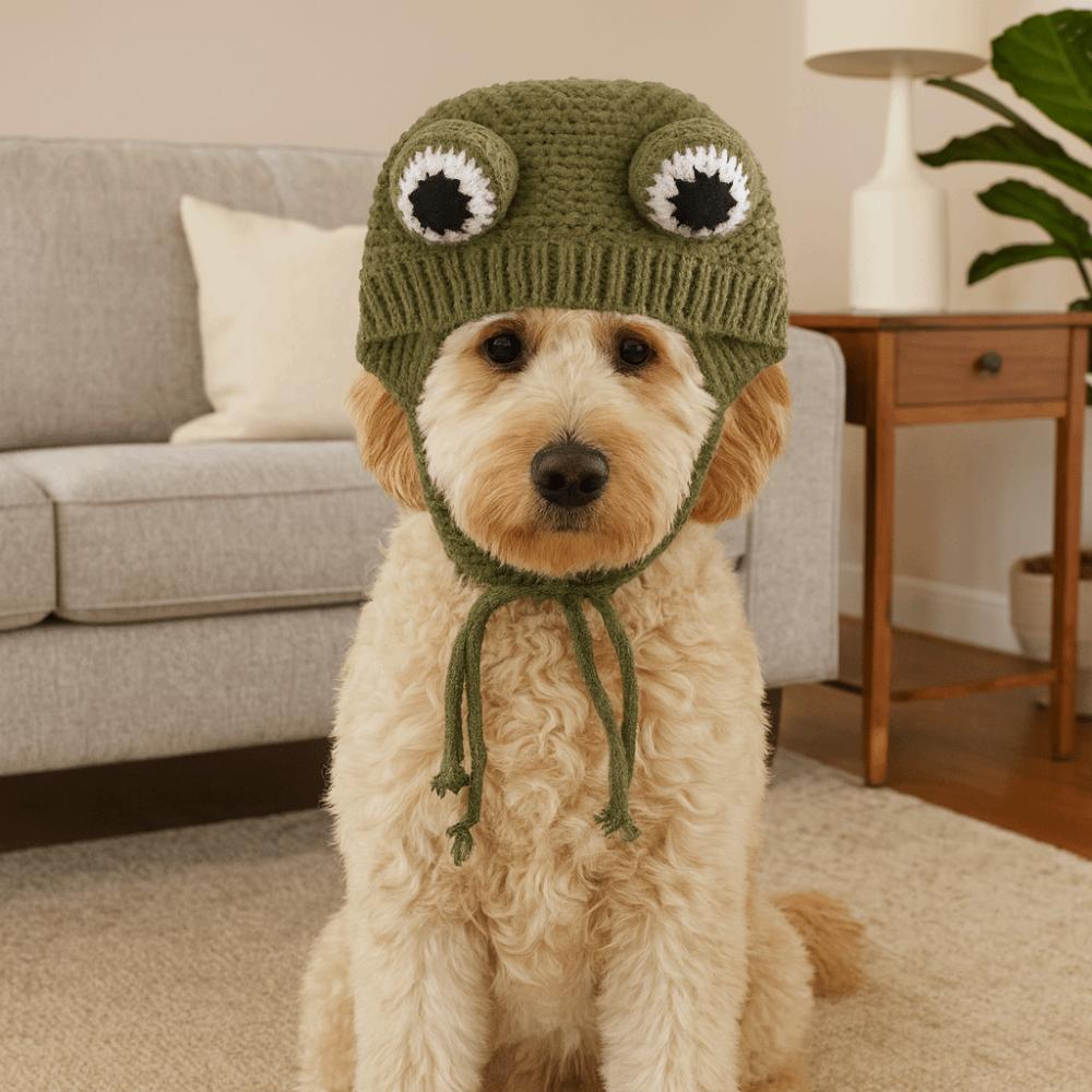 Lustige Warme Hunde Strickmütze Geräuschschutz Handgefertigt Haustier Kopfbedeckung Cartoon Verstellbare Hunde Ohrenschützer Cosplay Party