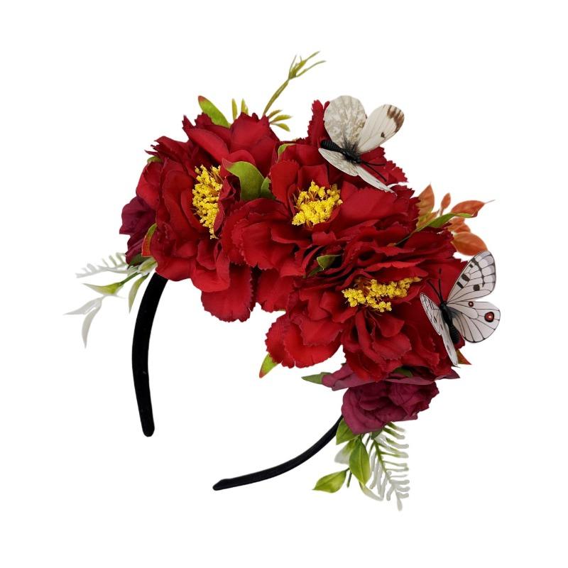 New simulation butterfly big flower headband fashion vacation Mexican party headdress