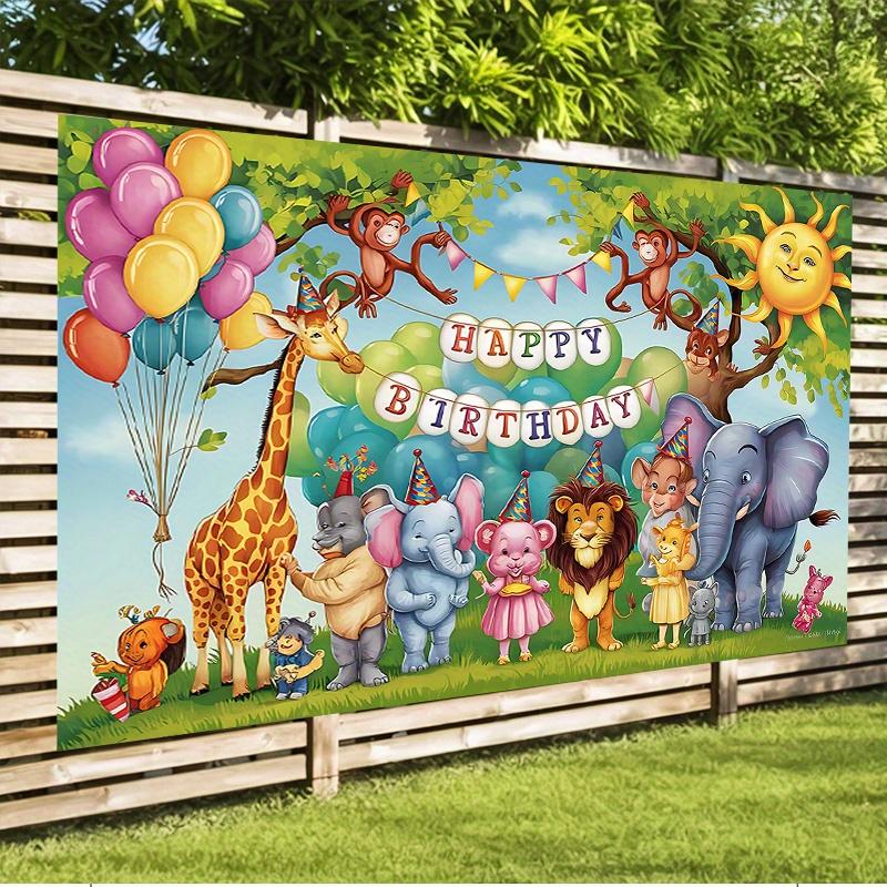 Party Backdrop Jungle Animal Sun Giraffes Elephants Monkeys Celebrations Event Backdrop Decoration Birthday Party Decor