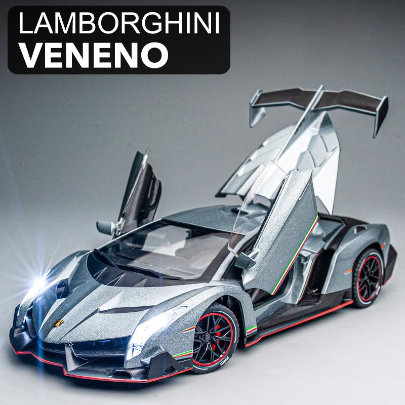 1:24 Lamborghinis Veneno Supercar Liga Fundida Brinquedo Modelo de Carro Som e Luz Brinquedo Infantil Colecionáveis Presente de Aniversário