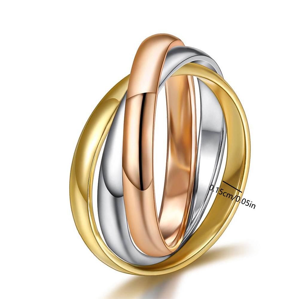 Fashion 3 Finger Ring Sets For Women Stainless Steel Wedding Engagement Rings for Couples Jewelry