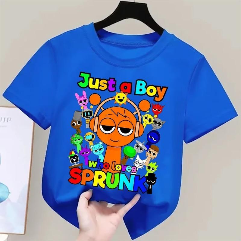 Summer Game Sprunki Incredibox Cartoon Print Cotton Kids T-Shirts Boys Casual Short Sleeve Baby Girls Clothes Children Tee Tops