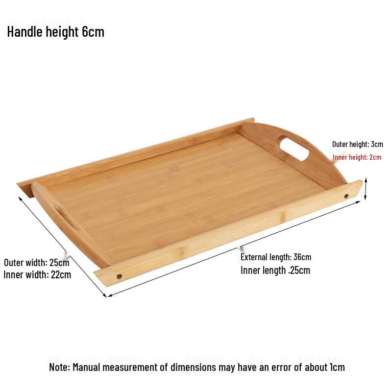 Bamboo Wood Rectangular Serving Tray 36 x 25 x 3 cm