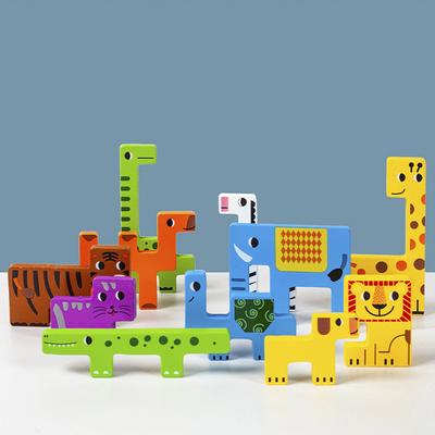Montessori Zvieracie postavičky Doprava drevené puzzle Ruské kocky Roztomilé zvieratká Puzzle Hračky zamestnanie