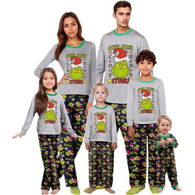 Ebeveyn-Çocuk Noel Baskılı Ev Takımı Uzun Kollu Üst Ve Pantolon