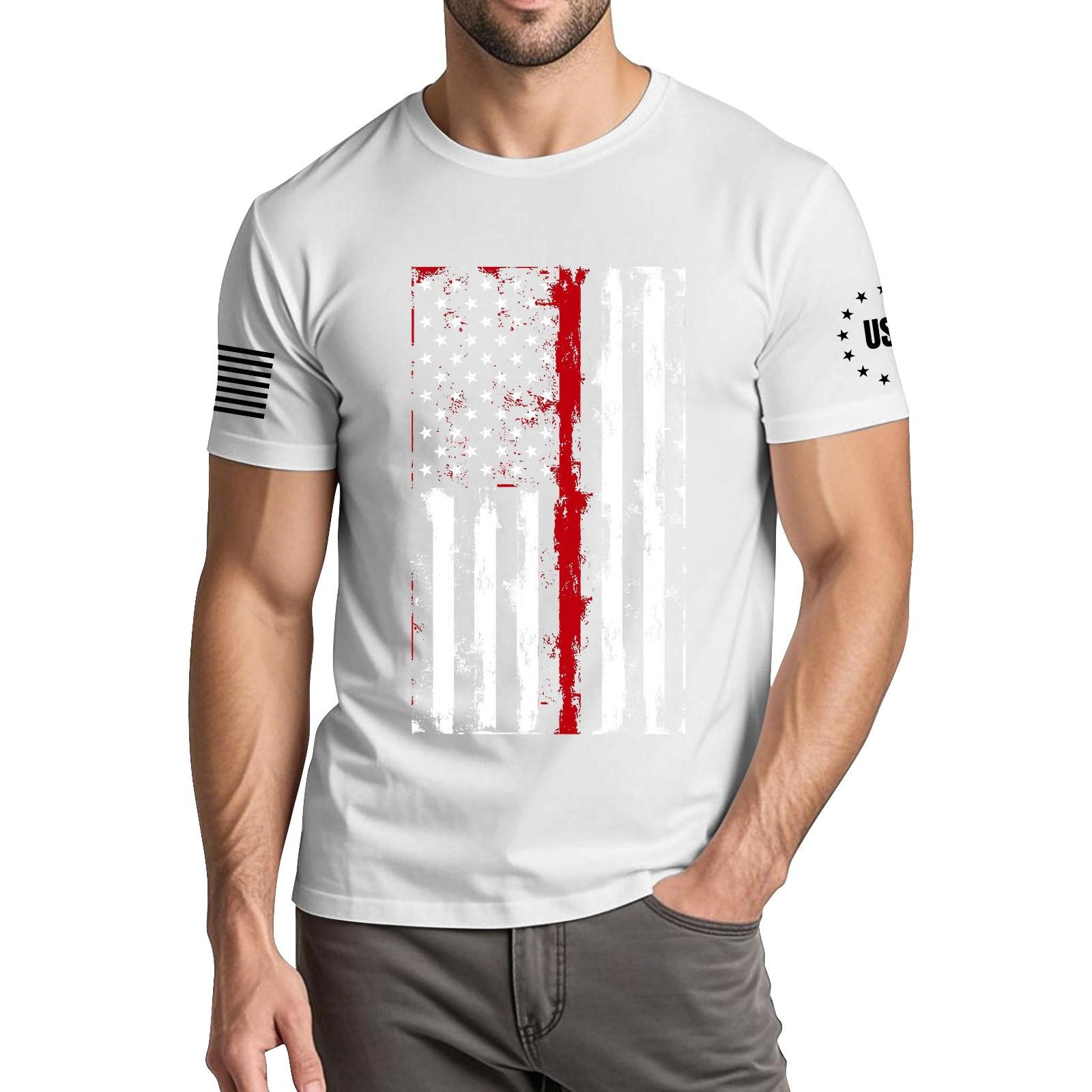 

Мужская модная повседневная футболка с круглым вырезом и коротким рукавом с принтом «День независимости» XXXL белый