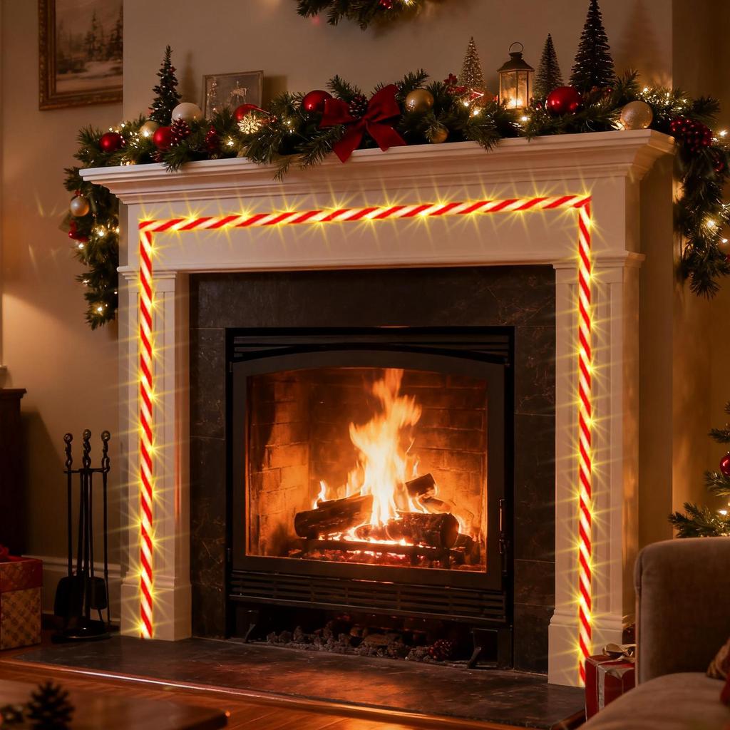 33FT LED Zuckerstangen-Lichterkette Wasserdicht für den Außenbereich Kupferdraht Zuckerstangen-Muster Lichterkette 8 Modi Weihnachtsfeier Dekorationslichter
