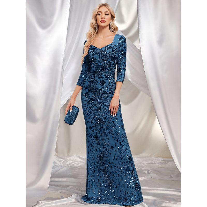 

Wedding Dress Long Maix Party Dress Birthday Gown Foreign Trade Formal Dress Teal Blue S