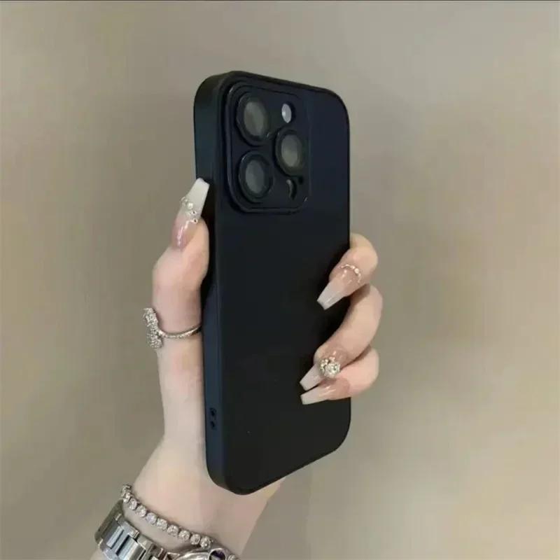 Luxury Matte Cortex Phone Case For iPhone 17 16 15 14 13 12 11 Pro Max Plus Shockproof Lens Protection Bumper Back Cases Cover